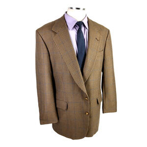 42L Aquascutum London Mens 2 Button Pure Wool Blazer Sport Coat Houndstooth